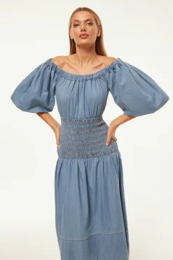 MISA Los Angeles MARILOU DRESS Bluechambray Sale