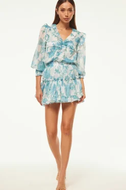 MISA Los Angeles MARION SKIRT Turquoiseflorachiffon Best