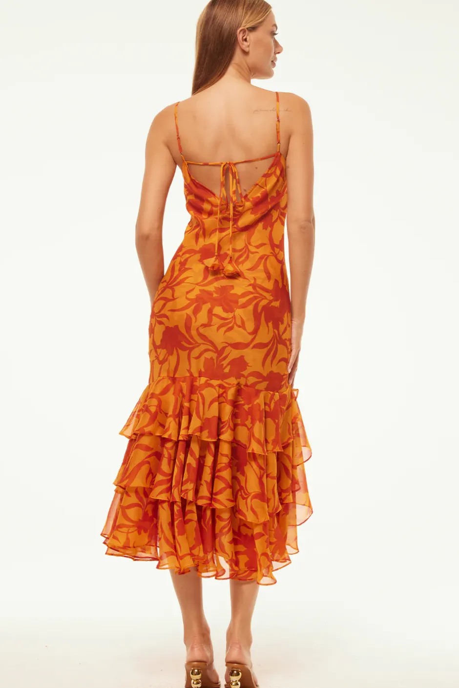 MISA Los Angeles MARISA DRESS Atlasfloralpersimmon New