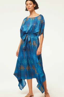 MISA Los Angeles MARTINA DRESS Cobaltpalmsmix New