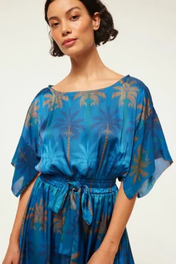 MISA Los Angeles MARTINA DRESS Cobaltpalmsmix New