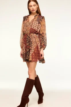 MISA Los Angeles MOLLY DRESS Surrealpatchworkchiffon Outlet