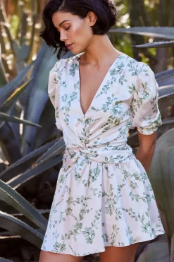 MISA Los Angeles NARCISSA DRESS Whitesagebotanicasatin Fashion