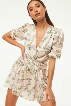 MISA Los Angeles NARCISSA DRESS Whitesagebotanicasatin Fashion