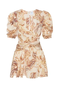 MISA Los Angeles NARCISSA DRESS Goldenstrawsatin Clearance