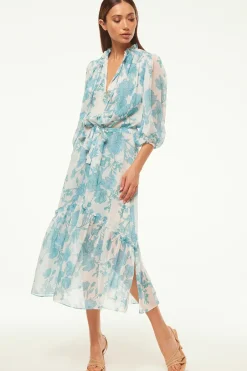 MISA Los Angeles OLIVIA DRESS Turquoiseflorachiffon Online