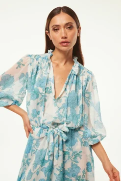 MISA Los Angeles OLIVIA DRESS Turquoiseflorachiffon Online