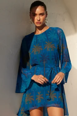 MISA Los Angeles PETRA DRESS Cobaltpalmschiffon Fashion