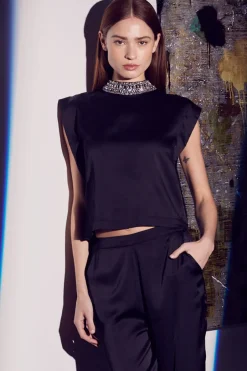 MISA Los Angeles RILEY TOP Blacksatin Hot