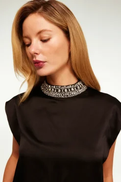 MISA Los Angeles RILEY TOP Blacksatin Hot