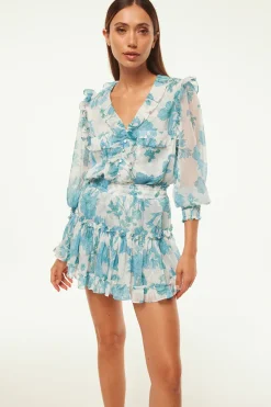 MISA Los Angeles SACHA TOP Turquoiseflorachiffon Online