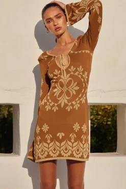 MISA Los Angeles SAHAR DRESS Brownflorasantiago New