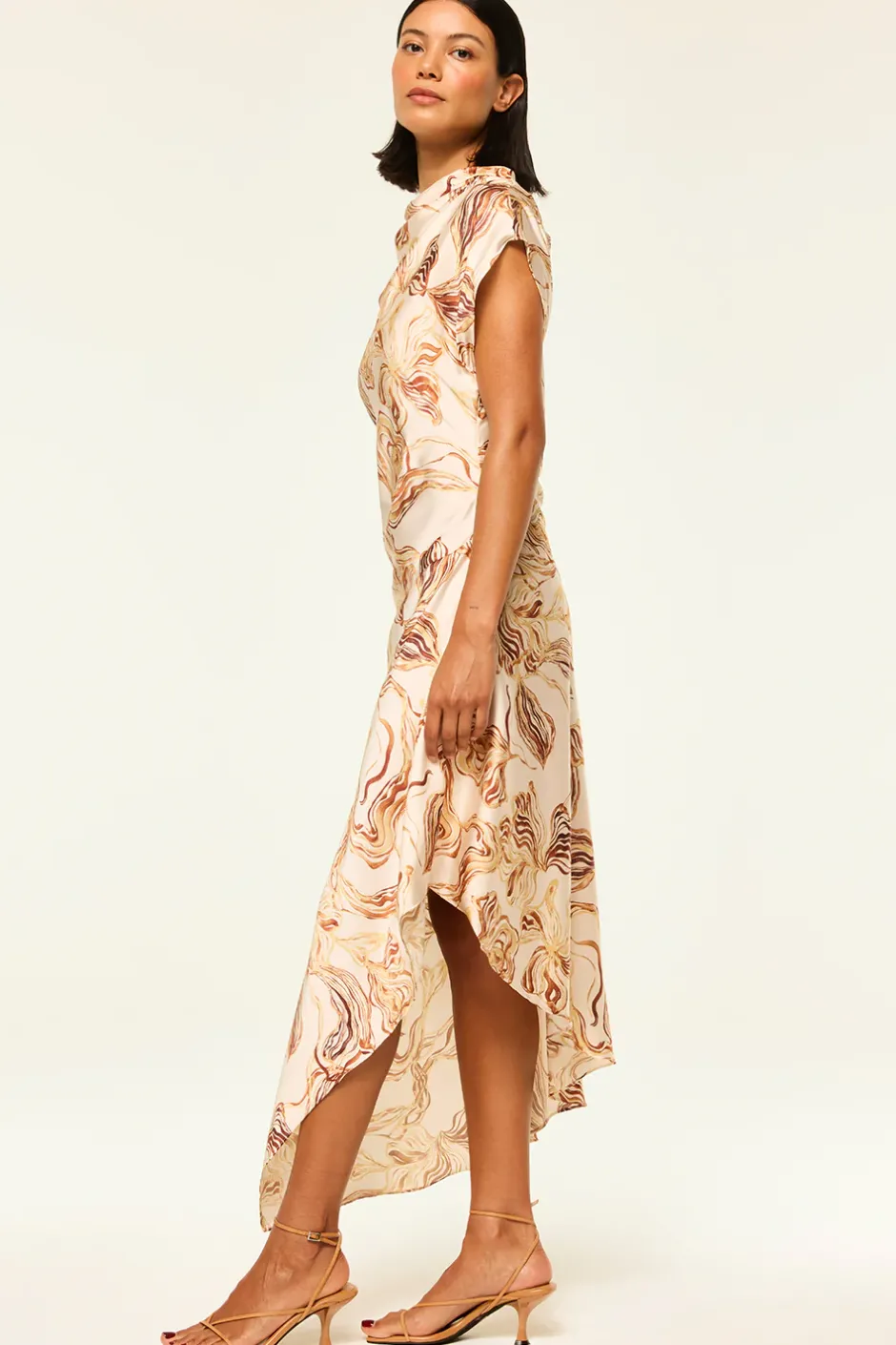 MISA Los Angeles SALLY DRESS Goldenstrawsatin Discount