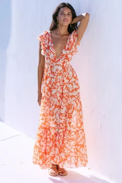 MISA Los Angeles SEPTIMA DRESS Patmostangerine Fashion