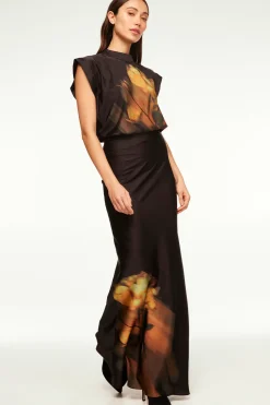 MISA Los Angeles SIERRA SKIRT Yellowrosesatin Clearance