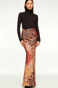 MISA Los Angeles SIERRA SKIRT Surrealpatchworksatin Hot