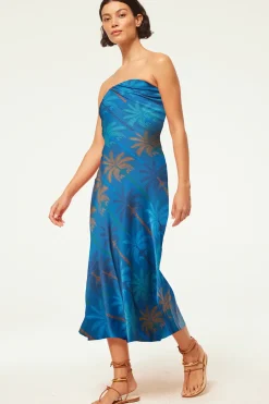 MISA Los Angeles THARA DRESS Cobaltpalmssatin Online