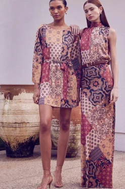 MISA Los Angeles TWIGGY DRESS Surrealpatchworksatin Outlet