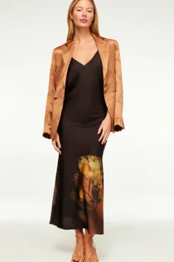 MISA Los Angeles ZIA DRESS Yellowrosesatin Clearance