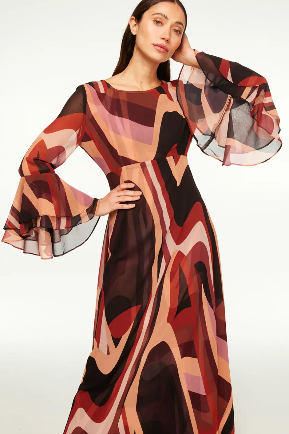 MISA Los Angeles ZOEY DRESS Canyonstripechiffon Discount